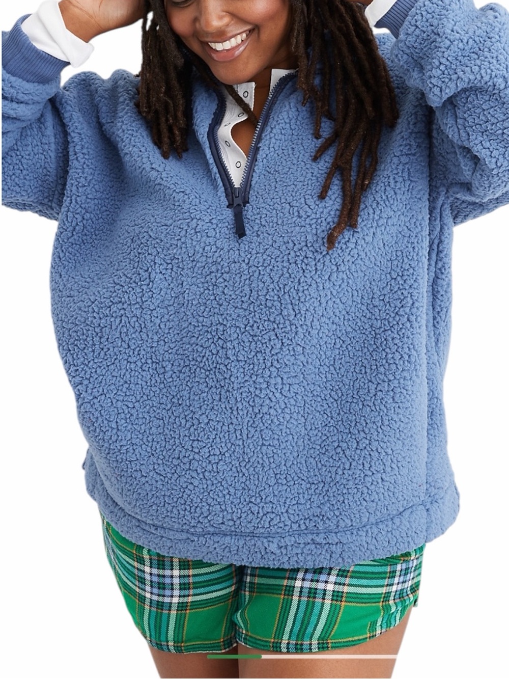 NEW AERIE Dream Sherpa Quarter Zip Sweatshirt Size Large